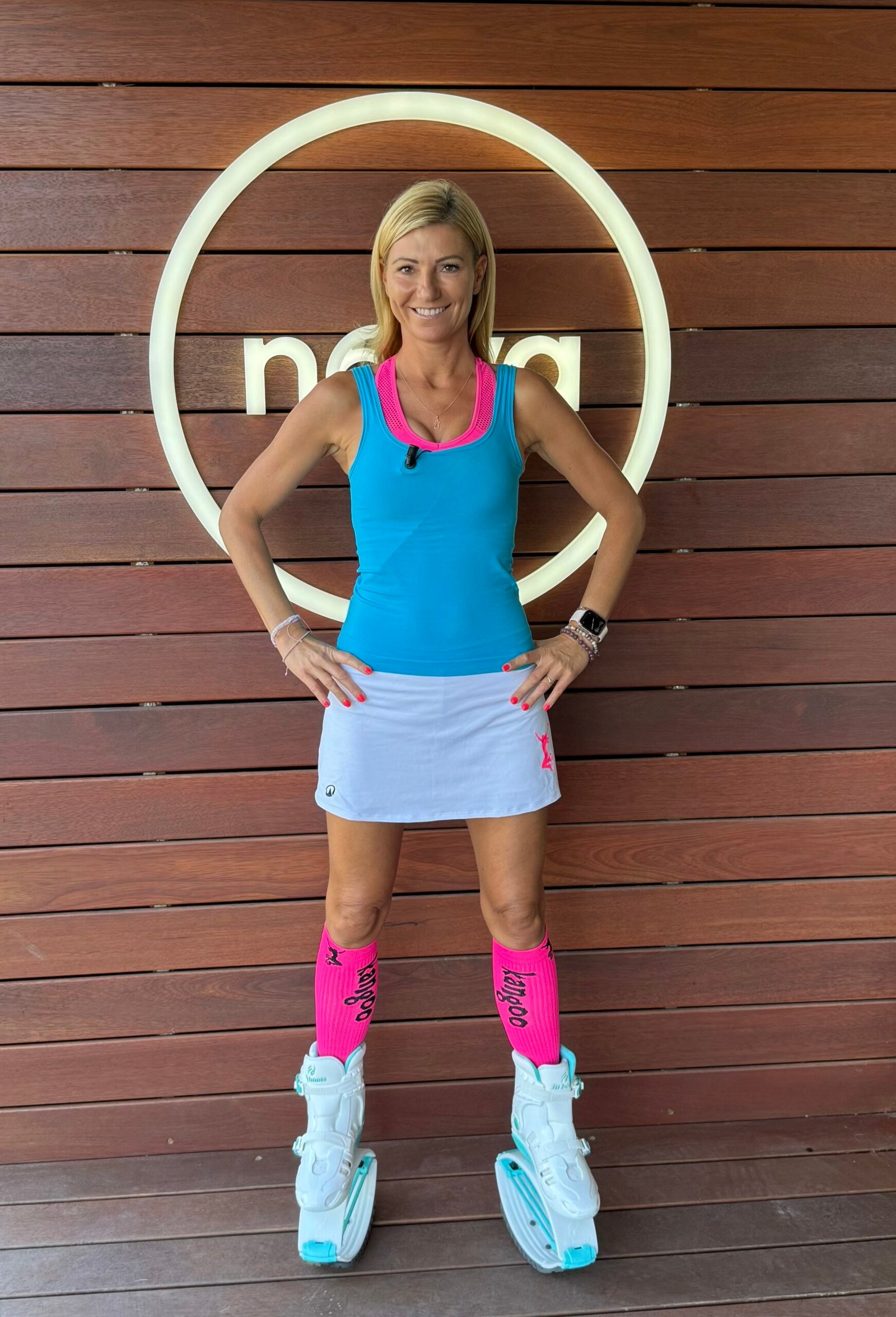 sukně na cvičení kangoo jumping bílá - růžová skákačka